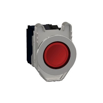 SCHNEIDER XB4FW34B5 Harmony panelbe süllyesztett komplett fém LED világító nyomógomb, Ø30, 1NO, 24V, piros