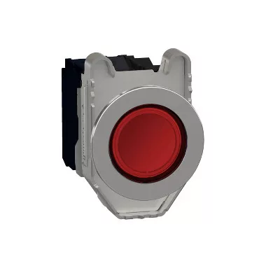 SCHNEIDER XB4FW34G5 Harmony panelbe süllyesztett komplett fém LED világító nyomógomb, Ø30, 1NO, 120 VAC, piros