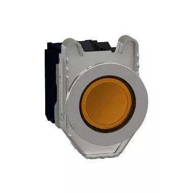 SCHNEIDER XB4FW35G5 Harmony panelbe süllyesztett komplett fém LED világító nyomógomb, Ø30, 1NO, 120 VAC,narancs