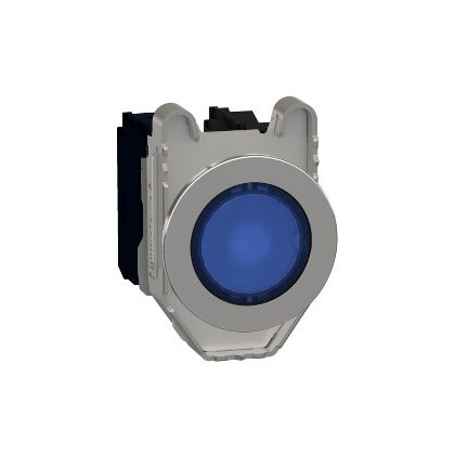   SCHNEIDER XB4FW36M5 Harmony panelbe süllyesztett komplett fém LED világító nyomógomb, Ø30, 1NO, 230 VAC, kék