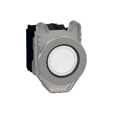 SCHNEIDER XB4FWCUST01 Harmony panelbe süllyesztett komplett fém LED világító nyomógomb, Ø30, 1NO, 230 VAC, személyre szabott