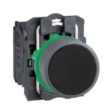 SCHNEIDER XB5AA21C0 Harmony komplett műanyag nyomógomb, Ø22, visszatérő, 1NO, fekete, szürke körgyűrű