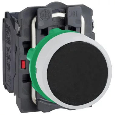 SCHNEIDER XB5AA25C1 Harmony komplett műanyag nyomógomb, Ø22, visszatérő, 1NO+1NC, fekete, fehér körgyűrű