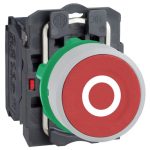   SCHNEIDER XB5AA4322C1 Harmony complete plastic pushbutton, Ø22, return, 1NC, red, "O", white ring