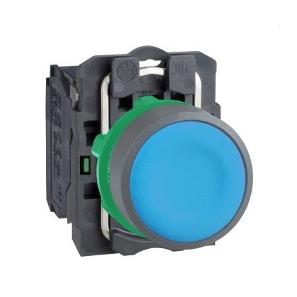   SCHNEIDER XB5AA61C0 Harmony komplett műanyag nyomógomb, Ø22, visszatérő, 1NO, kék, szürke körgyűrű