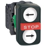   SCHNEIDER XB5AA711137 Harmony complete plastic double-head pushbutton, Ø22, return, 2NO + 1NC, 2 white right / left arrow + 1 red STOP button