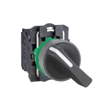 SCHNEIDER XB5AJ21C0 Harmony komplett műanyag választókapcsoló, Ø22, meghosszabbított fogantyú, 2 állású, 1NO, szürke körgyűrű