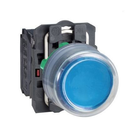   SCHNEIDER XB5AP61C0 Harmony komplett műanyag nyomógomb, Ø22, gumisapkás, kiálló, visszatérő, 1NO, kék, szürke körgyűrű