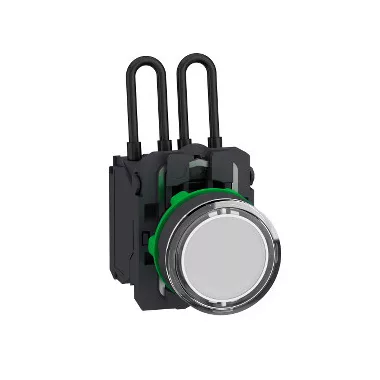 SCHNEIDER XB5AW21B5 Harmony komplett műanyag nyomógombos LED tesztlámpa, Ø22, 24 VAC/DC, fehér