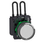 SCHNEIDER XB5AW21G5 Harmony komplett műanyag nyomógombos LED tesztlámpa, Ø22, 110/120 VAC, fehér