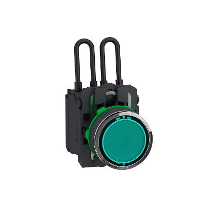   SCHNEIDER XB5AW23G5 Harmony komplett műanyag nyomógombos LED tesztlámpa, Ø22, 110/120 VAC, zöld