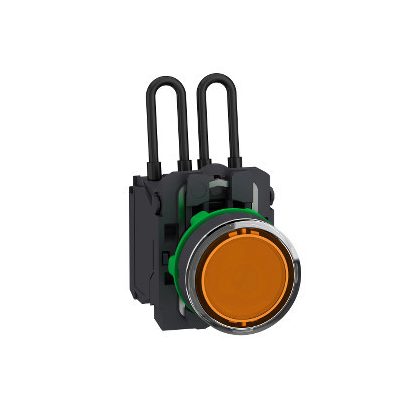   SCHNEIDER XB5AW25B5 Harmony komplett műanyag nyomógombos LED tesztlámpa, Ø22, 24 VAC/DC, narancssárga