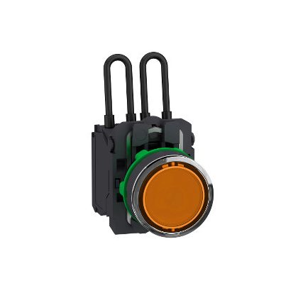   SCHNEIDER XB5AW25G5 Harmony komplett műanyag nyomógombos LED tesztlámpa, Ø22, 110/120 VAC, narancssárga