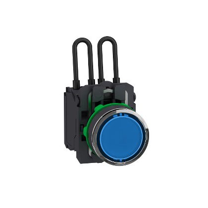   SCHNEIDER XB5AW26G5 Harmony komplett műanyag nyomógombos LED tesztlámpa, Ø22, 110/120 VAC, kék