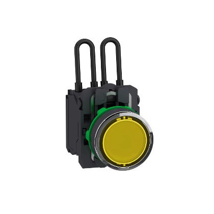   SCHNEIDER XB5AW28B5 Harmony komplett műanyag nyomógombos LED tesztlámpa, Ø22, 24 VAC/DC, sárga