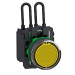   SCHNEIDER XB5AW28G5 Harmony komplett műanyag nyomógombos LED tesztlámpa, Ø22, 110/120 VAC, sárga