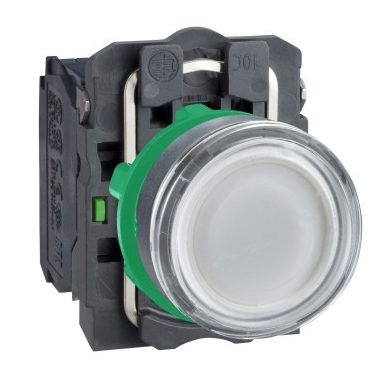 SCHNEIDER XB5AW31B1 Harmony komplett műanyag LED világító nyomógomb, Ø22, visszatérő, 1NO, 24 VAC/DC, fehér