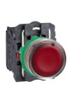SCHNEIDER XB5AW34B5C0 Harmony komplett műanyag LED világító nyomógomb, Ø22, visszatérő, 1NO+1NC, 24 VAC/DC, piros, szürke körgyűrű