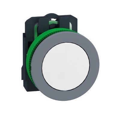 SCHNEIDER XB5FA11C0 Harmony panelbe süllyesztett komplett műanyag nyomógomb, Ø30, visszatérő, 1NO, fehér, szürke körgyűrű