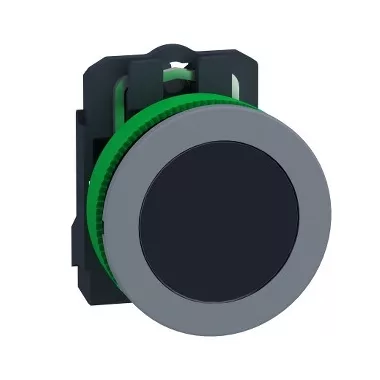 SCHNEIDER XB5FA21C0 Harmony panelbe süllyesztett komplett műanyag nyomógomb, Ø30, visszatérő, 1NO, fekete, szürke körgyűrű