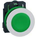  SCHNEIDER XB5FA31C1 Harmony panelbe süllyesztett komplett műanyag nyomógomb, Ø30, visszatérő, 1NO, zöld, fehér körgyűrű