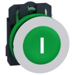   SCHNEIDER XB5FA3311C1 Harmony panelbe süllyesztett komplett műanyag nyomógomb, Ø30, visszatérő, 1NO, fehér, "I", fehér körgyűrű