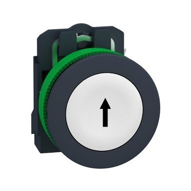 SCHNEIDER XB5FA3341 Harmony panelbe süllyesztett komplett műanyag nyomógomb, Ø30, visszatérő, 1NO, fehér, "fel nyíl"