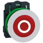   SCHNEIDER XB5FA4322C1 Harmony panelbe süllyesztett komplett műanyag nyomógomb, Ø30, visszatérő, 1NC, piros, "O", fehér körgyűrű