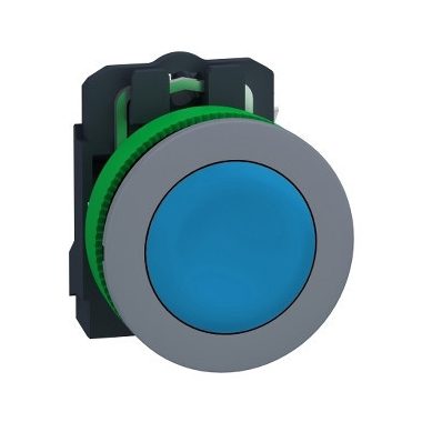 SCHNEIDER XB5FA61C0 Harmony panelbe süllyesztett komplett műanyag nyomógomb, Ø30, visszatérő, 1NO, kék, szürke körgyűrű