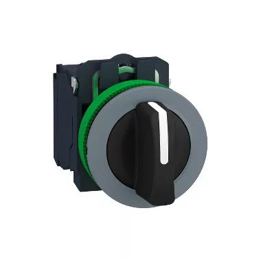 SCHNEIDER XB5FD33C0 Harmony panelbe süllyesztett komplett műanyag választókapcsoló, Ø30, 3 állású, 2NO, szürke körgyűrű