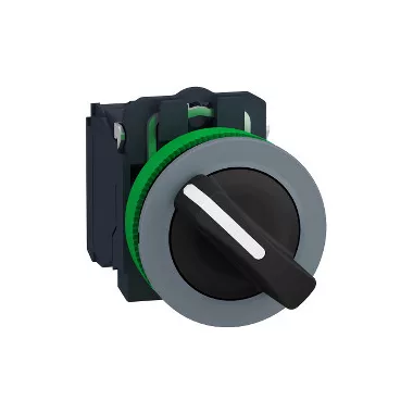 SCHNEIDER XB5FD41C0 Harmony panelbe süllyesztett komplett műanyag választókapcsoló, Ø30, 2 állású visszatérő, 1NO, szürke körgyűrű