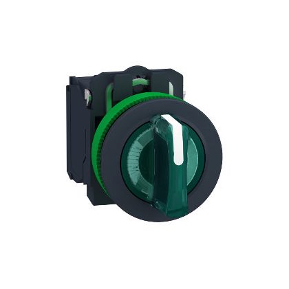   SCHNEIDER XB5FK133M5 Harmony panelbe süllyesztett komplett műanyag világító kapcsoló, Ø30, 3 állású, 230  VAC, 1NO+1NC, zöld