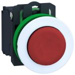   SCHNEIDER XB5FL42C1 Complete plastic pushbutton recessed in Harmony panel, Ø30, protruding, return, 1NC, red, white ring