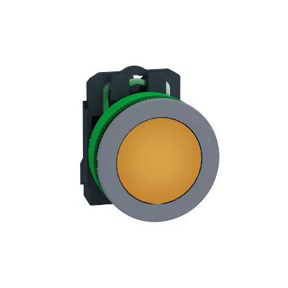   SCHNEIDER XB5FVB5C0 Harmony panelbe süllyesztett komplett műanyag LED jelzőlámpa, Ø30, 24 VAC/DC, narancssárga, szürke körgyűrű