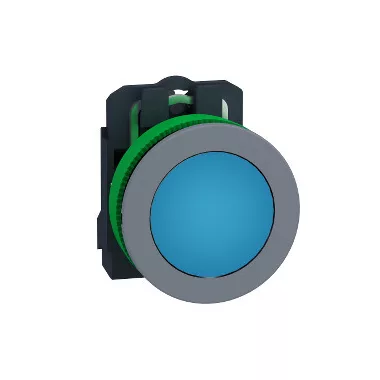 SCHNEIDER XB5FVB6C0 Harmony panelbe süllyesztett komplett műanyag LED jelzőlámpa, Ø30, 24 VAC/DC, kék, szürke körgyűrű