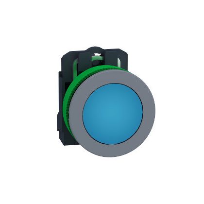 SCHNEIDER XB5FVB6C0 Harmony panelbe süllyesztett komplett műanyag LED jelzőlámpa, Ø30, 24 VAC/DC, kék, szürke körgyűrű