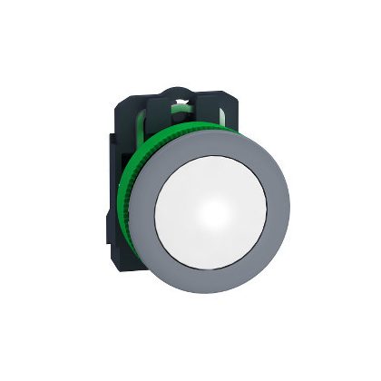 SCHNEIDER XB5FVCUST03 Harmony süllyesztett műanyag komplett LED jelzőlámpa, Ø30, 110 VAC, fehér