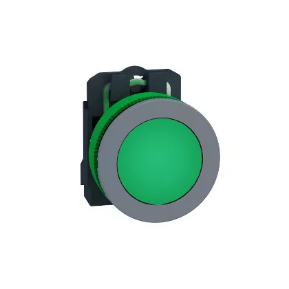   SCHNEIDER XB5FVM3C0 Harmony panelbe süllyesztett komplett műanyag LED jelzőlámpa, Ø30, 230 VAC, zöld, szürke körgyűrű