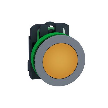 SCHNEIDER XB5FVM5C0 Harmony panelbe süllyesztett komplett műanyag LED jelzőlámpa, Ø30, 230 VAC, narancssárga, szürke körgyűrű