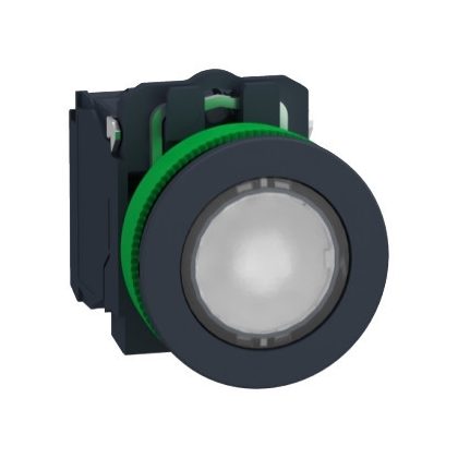 SCHNEIDER XB5FW31G5 Harmony panelbe süllyesztett komplett műanyag LED világító nyomógomb, Ø30, 1NO, 120 VAC, fehér
