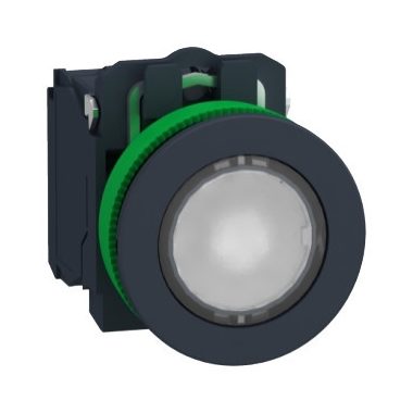 SCHNEIDER XB5FW31M5 Harmony panelbe süllyesztett komplett műanyag LED világító nyomógomb, Ø30, 1NO, Ø30 VAC, fehér