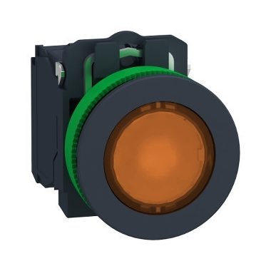 SCHNEIDER XB5FW35M5 Harmony panelbe süllyesztett komplett műanyag LED világító nyomógomb, Ø30, 1NO, Ø30 VAC,narancs