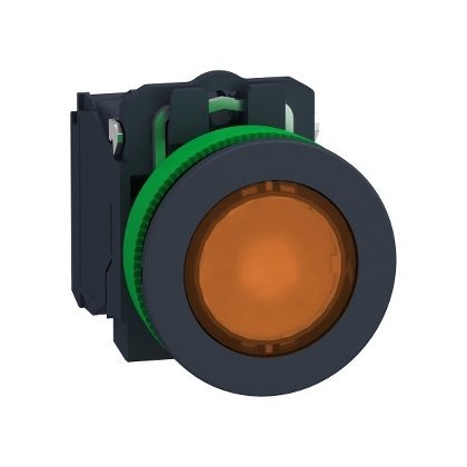   SCHNEIDER XB5FW35M5 Harmony panelbe süllyesztett komplett műanyag LED világító nyomógomb, Ø30, 1NO, Ø30 VAC,narancs