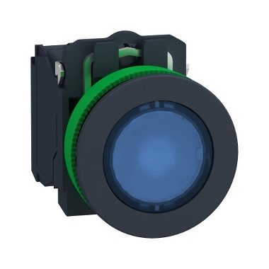 SCHNEIDER XB5FW36G5 Harmony panelbe süllyesztett komplett műanyag LED világító nyomógomb, Ø30, 1NO, 120 VAC, kék