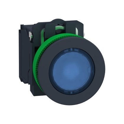 SCHNEIDER XB5FW36G5 Harmony panelbe süllyesztett komplett műanyag LED világító nyomógomb, Ø30, 1NO, 120 VAC, kék