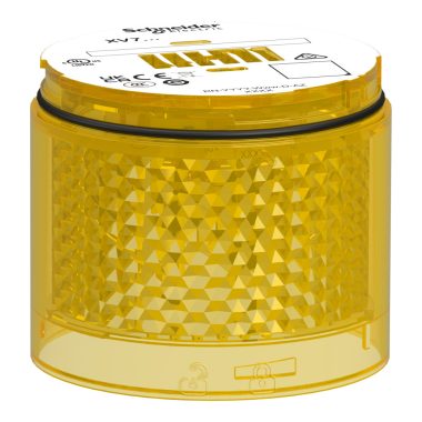 SCHNEIDER XVB7C58 Light Module, Harmony XVB7 Modular Tower Light, Yellow, Ø70mm, Blinking, Colored Lens