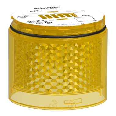 SCHNEIDER XVB7C68 Light Module, Harmony XVB7 Modular Tower Light, Yellow, Ø70mm, Flashing, Colored Lens