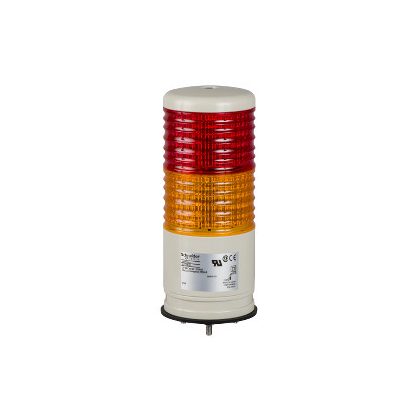   SCHNEIDER XVC6B25SK Harmony XVC monolitikus Ø60 fényoszlop, 1 piros 1 narancs folyamatos/villogó, hangjelzővel, 24 VAC/DC
