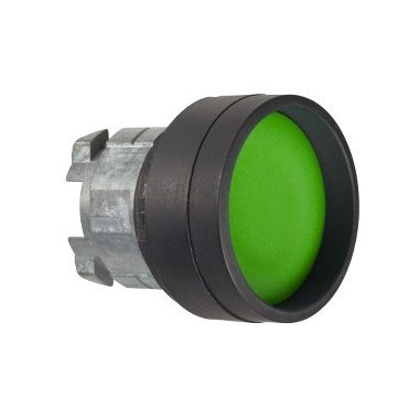 SCHNEIDER ZB4BA367 Harmony fém nyomógomb fej, Ø22, visszatérő, mélyítet, zöld, fekete perem