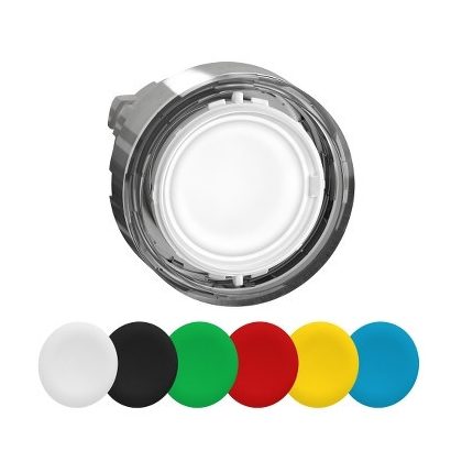   SCHNEIDER ZB4BA98 Harmony fém világító nyomógomb fej, Ø22, visszatérő, 6 eltérű színű nyomógomb tető